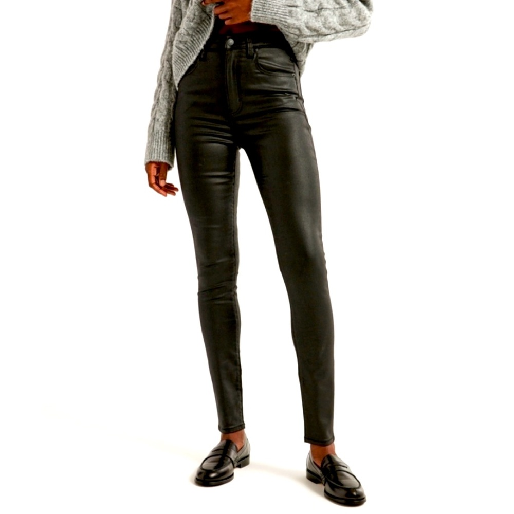 Abercrombie Coated High Waisted The Super Skinny Ankle Jeans